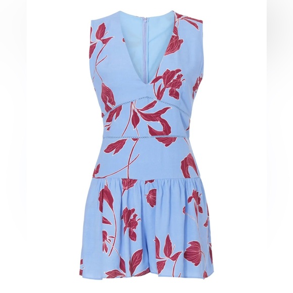 Thakoon Floral Sleeveless Romper Skort blue and burgundy size US 10 EUC - Picture 5 of 5